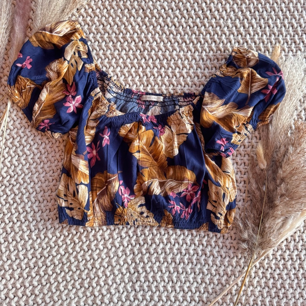 Floral Off Shoulder Crop Top